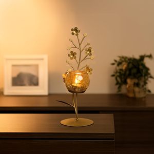 Metal <b>Glass</b> Single Votive T <b>Light</b> <b>Holder</b> Elegant Tabletop Candle Stand for Home Living Room Bedroom Decor - Product Image 3