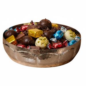 Bol de présentation en aluminium argenté au design admirable, finition martelée, avec base sur piédestal, bol à chocolat à prix économique - Product Image 3