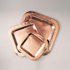 Modern Copper Hammered Food Serving <b>Tray</b> Oval Shape For Home Kitchenware Tabletop <b>Snacks</b> & Drinks Serving <b>Trays</b> - Product Image 6