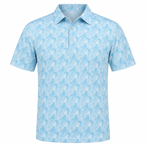 Custom Men's <b>Blue</b> Abstract Print Golf <b>Polo</b> <b>Shirt</b> Short Sleeve Sublimation Sportswear OEM Manufacturer - Product Image 2