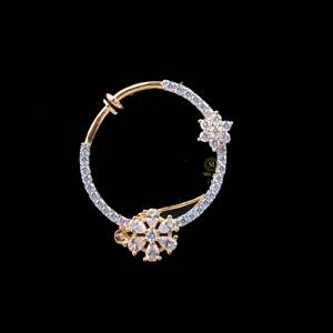 Kavya CZ Designer Nose Ring-Internally Threaded Titanium Piercing Jewelry - Product Image 2