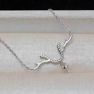 Colgante de Plata S925 con Forma de Astas de Ciervo, Joyería de Plata DIY con Forma de Animal Fresco, con Accesorios de Perlas de 8-13 mm, Collar 3912 - Product Image 4