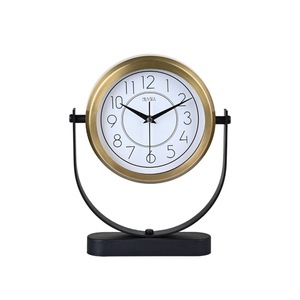Reloj de Escritorio Circular Moderno de Latón, Movimiento de Cuarzo, Funciona con Batería, Visualización de Agujas, Acabado Dorado, Diseño Minimalista - Product Image 3