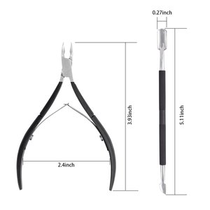 Black Trimmer Cuticle Pusher Nipper Stainless Steel Sharp Remover Cutter Clipper Durable Pedicure Manicure Tools Wide Jaw - Product Image 6