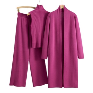 ชุดวอร์มคาร์ดิแกน3ชิ้นสำหรับผู้หญิงชุดเสื้อสเวตเตอร์ถักแฟชั่นวินเทจชุด3ชิ้นสำหรับฤดูใบไม้ผลิฤดูใบไม้ร่วง - Product Image 6