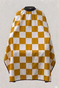 Dark Yellow White checker Polyester <b>Waterproof</b> Barber Gown with Needle Detection and Seamless Fusing Unisex - Product Image 2