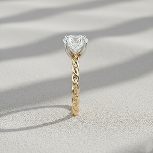 Bague de fiançailles solitaire à câble rond en or massif |   Diamant cultivé en laboratoire - Product Image 2