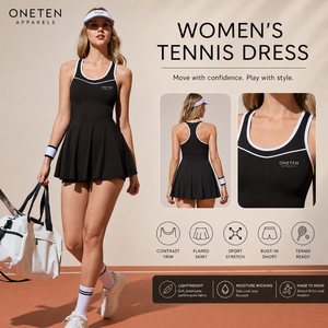 Robe de tennis sans manches pour femme avec logo personnalisé, jupe évasée extensible, short intégré, tenue de sport, fournisseur OEM - Product Image 1