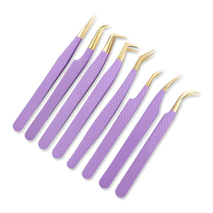 Pinzas Profesionales de Acero Inoxidable con Puntas de Fibra para Extensión de Pestañas, Agarre Perfecto, Nunca Resbalan, Punta Recta - Product Image 1