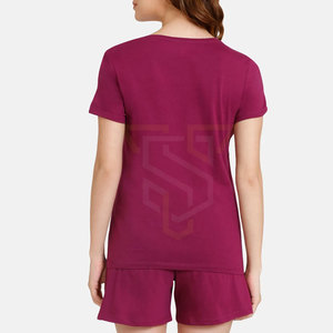 Solid Color Light Weight Shirts & <b>Shorts</b> Set For <b>Women</b> Cheap Price Breathable Shirts & <b>Shorts</b> Set - Product Image 2