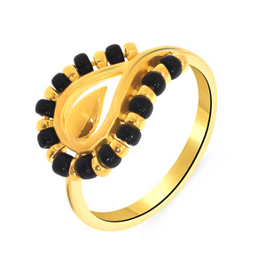 Luxury Gold Plated <b>Black</b> Enamel Teardrop Leaf Design <b>Ring</b> for Women Adjustable Statement Fashion <b>Ring</b> Daily Wear Jewelry - Product Image 1