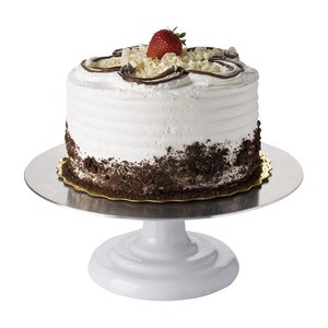 Round Stainless Steel <b>Cake</b> <b>Stand</b> With Gold Trim White Base For Displaying <b>Cakes</b> - Product Image 1