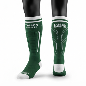 Premium 320 GSM Cotton Nylon Spandex Lacrosse <b>Socks</b> Breathable Green <b>White</b> Custom Knit Logo - Product Image 1