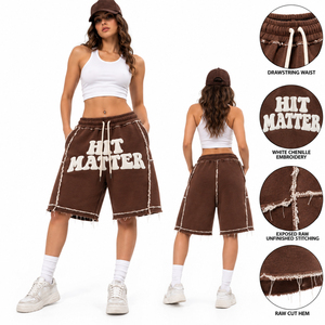 Shorts en molleton pour femme, taille à cordon de serrage personnalisable, coupe ample, décontractés, 100% coton épais, pour l'hiver, longueur genou - Product Image 5