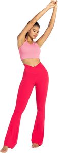 High Waisted <b>Flared</b> <b>Leggings</b> Wide Leg Workout Pants Cross Waist Yoga Trousers for Gym Dance Wear - Product Image 2
