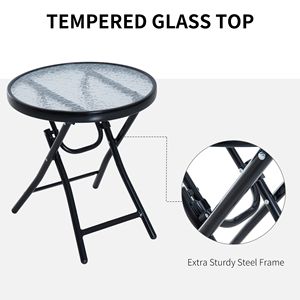 Set Bistrot a Dondolo in 3 Pezzi Bianco Crema con Sedie Pieghevoli in Ferro e Tavolino in Vetro per Uso Esterno in Giardino, Patio o Terrazza - Product Image 6