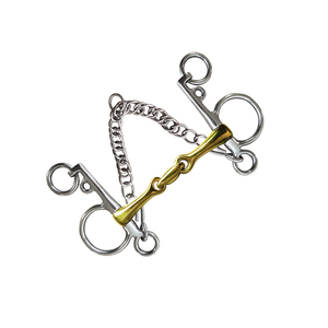 Pelham <b>Gag</b> <b>Bit</b> Double Jointed Western Equestrian Riding Training Horse <b>Bits</b> Direct Factory Made <b>Bits</b> With Curb Chain - Product Image 3