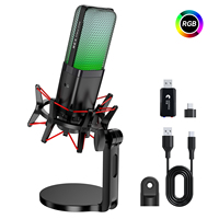 Micrófono de Condensador Cardioide Inalámbrico para Streaming de Juegos con Cancelación Activa de Ruido, Monitoreo en Tiempo Real y Soporte Antivibratorio para PC