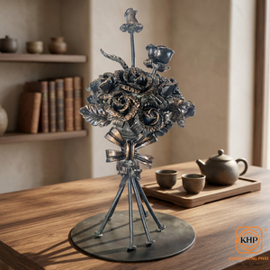Sculpture en fer forgé Khang Hung Phat, design ajouré, élégante, accessoires décoratifs pour clôture, revêtement spécial pour la maison ou le jardin - Product Image 6