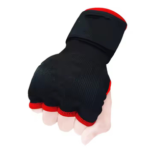 <b>Black</b> Red Leather Boxing Inner Gloves Open Finger Padded Hand <b>Wraps</b> with Wrist Support Safety Custom Logo Training Gear - Product Image 4