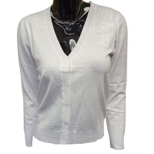 Cárdigan Clásico Blanco para Mujer, Suéter de Punto con Botones al Frente, Ropa Casual Cómoda para el Día a Día y la Oficina - Product Image 1