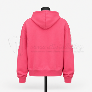 Custom <b>Pink</b> Rhinestone Zip Up Hoodie With Graphic Print Oversized Streetwear <b>Sweatshirt</b> Manufacturer Wholesale - Product Image 2