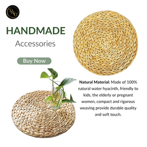 Set de table rond personnalisable en jacinthe d'eau naturelle, fait main, durable et écologique, tissé - Product Image 4