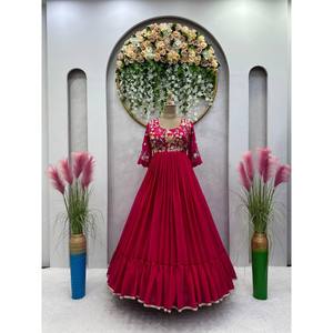 Vestido Anarkali XL para fiesta, poliéster con bordado de hilo y lentejuelas - Product Image 2