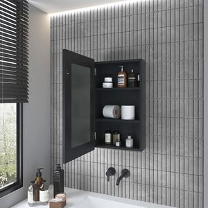 Armadietto per medicinali nero Sanford, eleganti mensole da bagno - Product Image 6