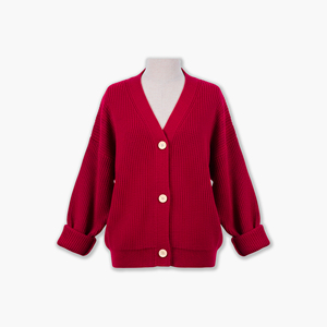 Vietnam Cable Knit No printing Knitted Solid color 100% Acrylic <b>Cardigan</b> 3 button Casual Simple V-neck Anti-Wrinkle - Product Image 4