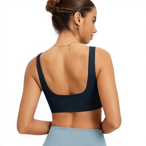 Performance Medium Support Yoga Sports Bra Lightweight SquareNeck Wirefree <b>Crop</b> <b>Top</b> Front Custom Breathable Wholesale - Product Image 4