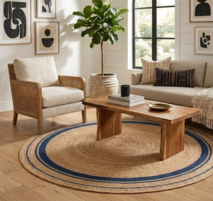 NYKO MART JR-04F Handwoven 100% Organic Jute Bohemian Area <b>Rug</b> 2x3-6 Ft <b>Natural</b> <b>Fiber</b> Eco-Friendly Non-Slip Low Pile <b>Rug</b> - Product Image 2