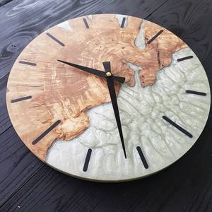 Custom Resin & Olive Wood Wall <b>Clock</b> Live Edge Rustic Home Decor - Product Image 5