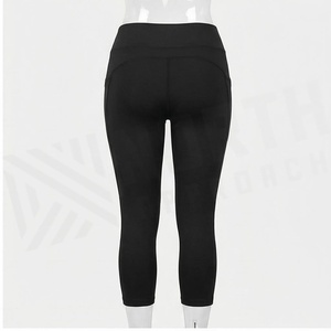 Leggings de yoga taille haute mi-mollet pour femme North Approach, noir uni, respirant, sans couture, vêtements de sport - Product Image 2