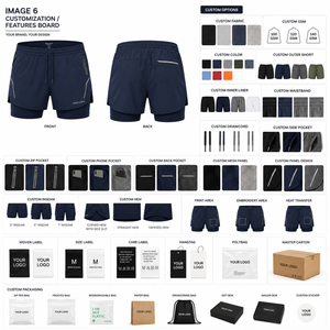 Custom Embroidered Double <b>Layer</b> Shorts Mesh Inner Liner and Quick-Dry Fabric Built for Men's Running and Summer Workouts - Product Image 5