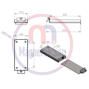 Plaque magnétique néodyme de type coulissant 500x250x42 mm, conception spéciale pour les systèmes de coulée en spirale - Product Image 3
