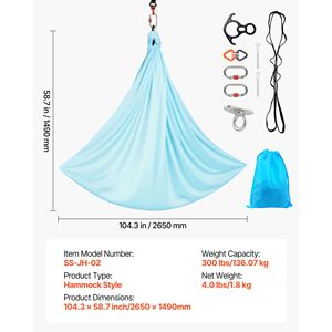 Amaca per Yoga Aereo in Seta, Capacità Massima 300 Libbre, Corda Daisy in Tessuto di Nylon con Borsa con Cerniera in PE, per Ginnastica e Yoga Aereo - Product Image 4