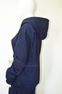 Sweat-shirt à capuche en molleton 100 % coton respirant bleu marine pour femme, pull à manches longues, vêtement d'hiver, sportswear personnalisé - Product Image 2