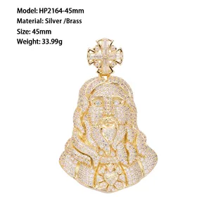 Collier pendentif tête de Jésus en argent sterling 925, serti de moissanite VVS, style hip-hop, design 3D, pour homme. - Product Image 6