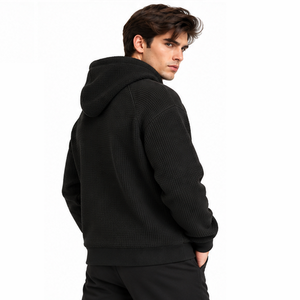 Sudadera con Capucha de Punto Waffle para Hombre, Manga Larga, Térmica, Informal, Deportiva, de Invierno, Personalizada, al por Mayor, Estilo Urbano - Product Image 3