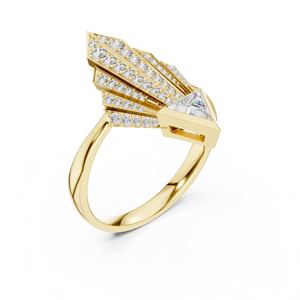 Bague de cocktail Art Déco en or massif 14K 18K avec diamant de laboratoire taille triangle DEF VVS 0.60 CTW, bague de fiançailles, vente en gros ODM - Product Image 3