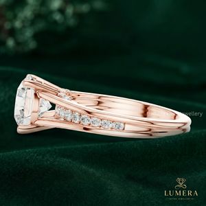 Exquisito Anillo de Diamante Cultivado en Laboratorio con Corte Redondo, Oro, Montura Abierta de Perfil Alto, Regalo de Aniversario para Esposa - Product Image 5