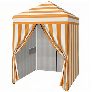 Tenda Parasole da Esterno 5x5FT Bianca e Arancione con 4 Pareti Laterali - Product Image 1