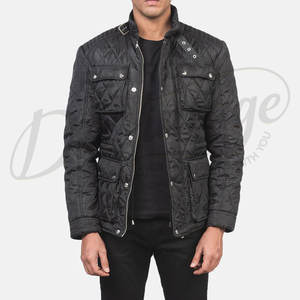 Chaqueta Acolchada Azul Marino para Hombre, Chaqueta de Invierno con Acolchado de Diamantes, Cuatro Bolsillos con Solapa y Cuello Alto con Hebilla Ajustable - Product Image 6