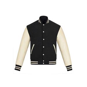 Veste de baseball unisexe personnalisée en gros avec logo, veste bomber décontractée de style universitaire avec manches en cuir, broderie, veste universitaire - Product Image 1