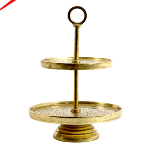Unique Style Two Tier Square Platter Metal Cake Stands for Home Hotel Restaurant Birthday Cake Tabletop Aluminum Cake Stand - Product Image 2