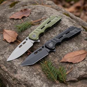 Cuchillo Plegable Táctico de Supervivencia para Exteriores, con Mango G10 y Hoja 3Cr13 con Recubrimiento de Titanio, para Caza y Camping - Product Image 1