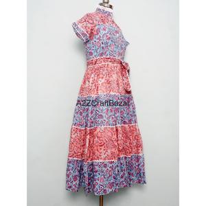 Vestido Maxi Elegante Casual Holgado para Mujer, Estilo Sencillo, Cuello Redondo, Algodón Floral Transpirable, Cintura Natural - Product Image 5