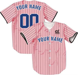 Camiseta de Béisbol Personalizada 2025 con Rayas Negras, Cuello en V Blanco, Botones, Uniforme de Equipo, Nombre y Número Personalizados, Estilo Profesional, Venta al Por Mayor - Product Image 4