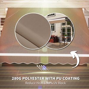 Tenda Parasole Retrattile Manuale 4m x 6.6FT con Braccio Pieghevole e Telaio in Alluminio per Terrazze - Marrone - Product Image 5